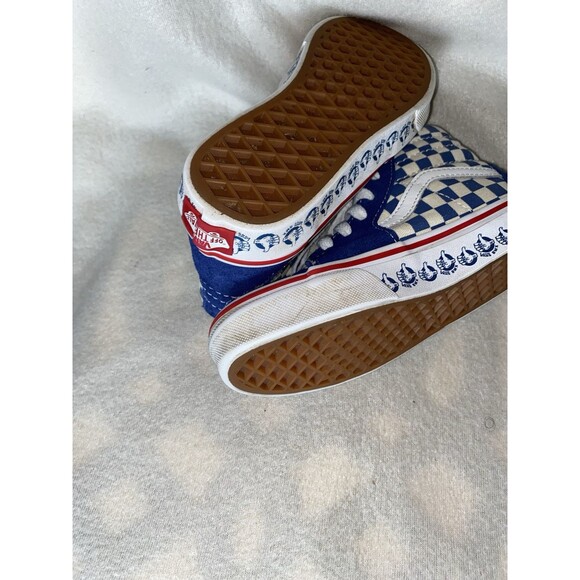 Vans BMX Off the Wall SK8-Hi Sneakers Sz 1.0 Kids Blue/Wht Checker Suede Skate - Picture 9 of 11